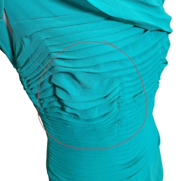 Tadashi Shoji Off Shoulder Maxi Dress Blue Women’s Size 8 Pleated Chiffon - Picture 15 of 16